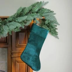 Northlight 18" Traditional Solid Green Velvet Hanging Christmas Stocking -Northlight Shop northlight 530004go green 2 22120.1665174307