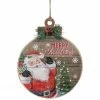 Northlight 15" B/O Lighted Ball Ornament With Santa Claus Wooden Christmas Wall Sign