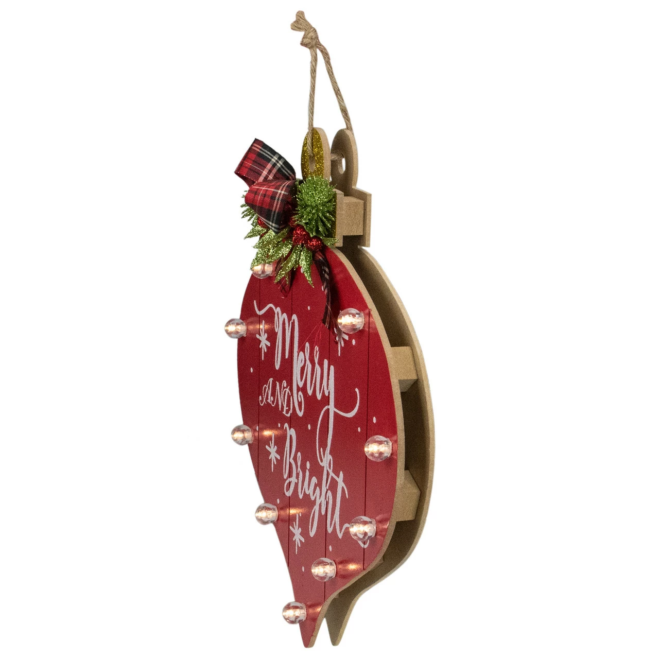 Northlight 13.75" Red Onion Ornament "Merry And Bright" Christmas Sign 4 Northlight 13.75" Red Onion Ornament "Merry And Bright" Christmas Sign - Image 4