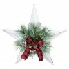 Northlight 17" White 5 Point Christmas Star With Plaid Ribbon With Artificial Pine