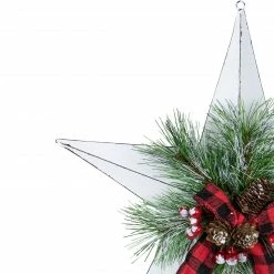 Northlight 17" White 5 Point Christmas Star With Plaid Ribbon With Artificial Pine -Northlight Shop northlight ac26856 5 sample 56370.1665611032