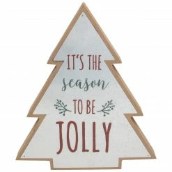 Northlight 10" Tree Shaped Tis The Season To Be Jolly Christmas Sign