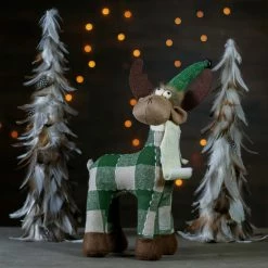 Northlight 14" Tan And Green Buffalo Plaid Standing Moose Christmas Decoration -Northlight Shop northlight ad20109 5 18631.1665346440