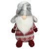 Northlight 12" Red And White Nordic Gnome With Pink And Grey Fur Trapper Hat Christmas Decoration