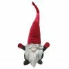 Northlight 15.75" Plush Red And Gray Velvet Santa Gnome Christmas Table Top Decoration