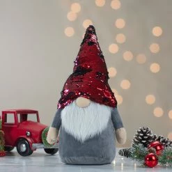 Northlight 12.5" Red And Black Reverse Sequin Hat Standing Gnome Christmas Decoration -Northlight Shop northlight am87031 7 71240.1662575101