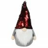 Northlight 12.5" Red And Black Reverse Sequin Hat Standing Gnome Christmas Decoration