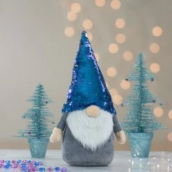 Northlight 17" Gnome With Blue And Silver Flip Sequin Hat Christmas Decoration -Northlight Shop northlight am87032 7 26561.1599700732