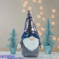Northlight 17" Gnome With Blue And Silver Flip Sequin Hat Christmas Decoration -Northlight Shop northlight am87032 8 32433.1665611044