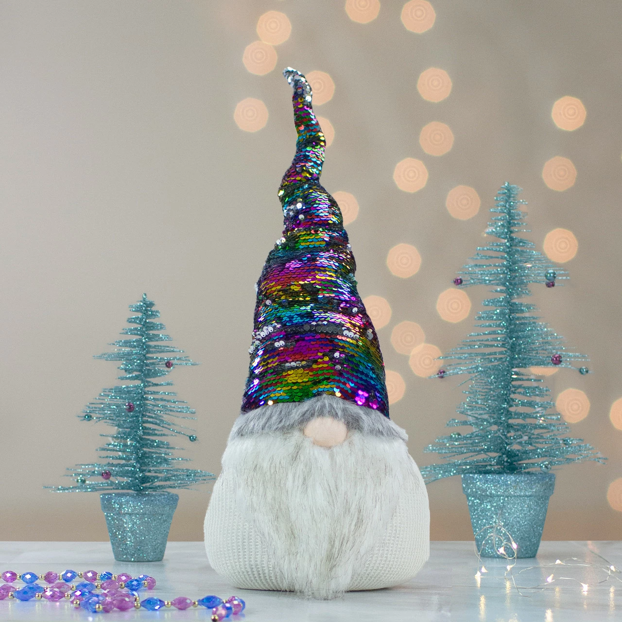 Northlight 24" Gnome With Rainbow And Silver Flip Sequin Hat Christmas Decoration 2 Northlight 24" Gnome With Rainbow And Silver Flip Sequin Hat Christmas Decoration - Image 2