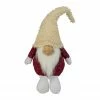 Northlight 15" Textured Red And White Chubby Smiling Gnome Plush Table Top Christmas Figure