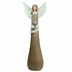Northlight 24" Brown And White Angel With Heart Christmas Tabletop Figurine