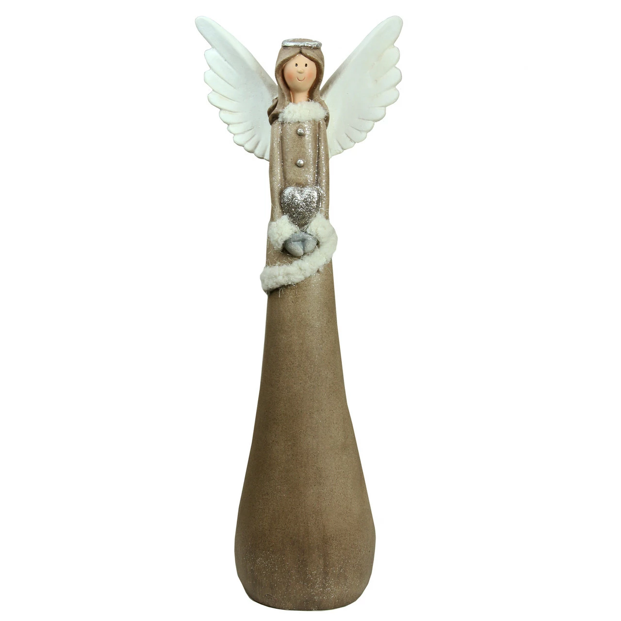 Northlight 24" Brown And White Angel With Heart Christmas Tabletop Figurine 1 Northlight 24" Brown And White Angel With Heart Christmas Tabletop Figurine