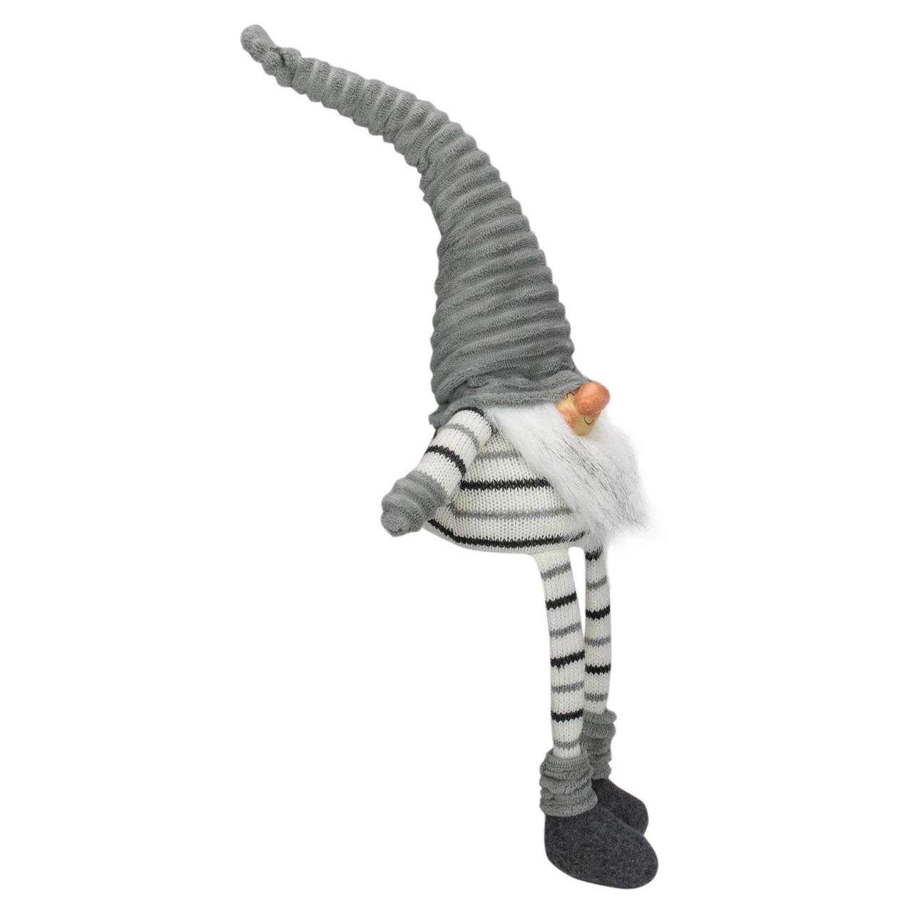 Northlight 22" Gray, White And Black Sitting Gnome Christmas Decoration 3 Northlight 22" Gray, White And Black Sitting Gnome Christmas Decoration - Image 3