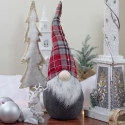 Northlight 25" Red And Gray Plaid Gnome Sitting Tabletop Figure Christmas Decoration -Northlight Shop northlight de89499 5 62918.1608347581