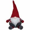 Northlight 18" Red And Gray Chubby Gnome Sitting Figure Christmas Decoration