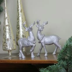 Northlight Set Of 2 Silver Glitter Dusted Reindeer Christmas Figurines 5 Northlight Set Of 2 Silver Glitter Dusted Reindeer Christmas Figurines -Northlight Shop northlight dw15114 3 97511.1664119881