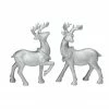 Northlight Set Of 2 Silver Glitter Dusted Reindeer Christmas Figurines