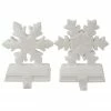 Northlight Set Of 2 White Glittered Snowflake Christmas Stocking Holder 6.5”