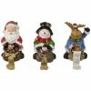 Northlight Set Of 3 Santa, Snowman And Reindeer Christmas Stocking Holders 5.25"