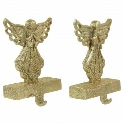 Northlight Set Of 2 Gold Angel Glittered Christmas Stocking Holders 5.5" -Northlight Shop northlight dw15138 2new 98783.1662805505
