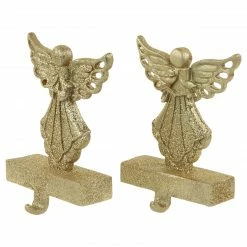 Northlight Set Of 2 Gold Angel Glittered Christmas Stocking Holders 5.5" -Northlight Shop northlight dw15138 3new 40397.1662805506