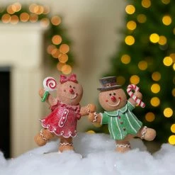 Northlight Set Of 2 Glitter Dusted Boy And Girl Gingerbread Kids Tabletop Figures 6" -Northlight Shop northlight dw27710 4 82727.1665088079