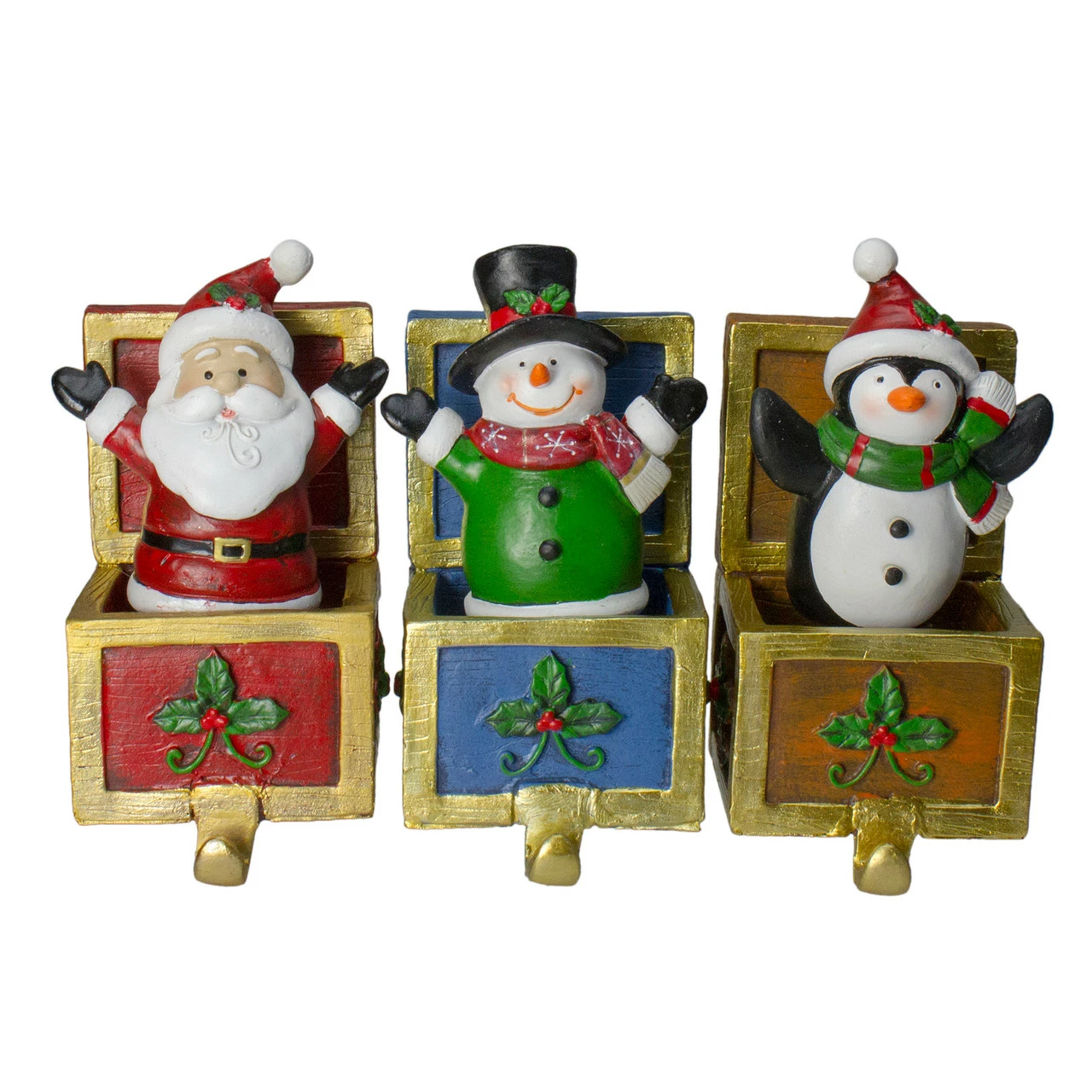 Northlight Set Of 3 Santa, Snowman And Penguin Jack In The Box Christmas Stocking Holders 1 Northlight Set Of 3 Santa, Snowman And Penguin Jack In The Box Christmas Stocking Holders