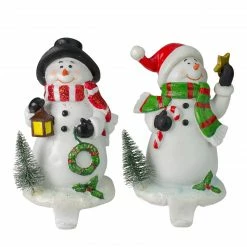 Northlight Set Of 2 Glitter Dusted Snowman Christmas Stocking Holders 7.25"