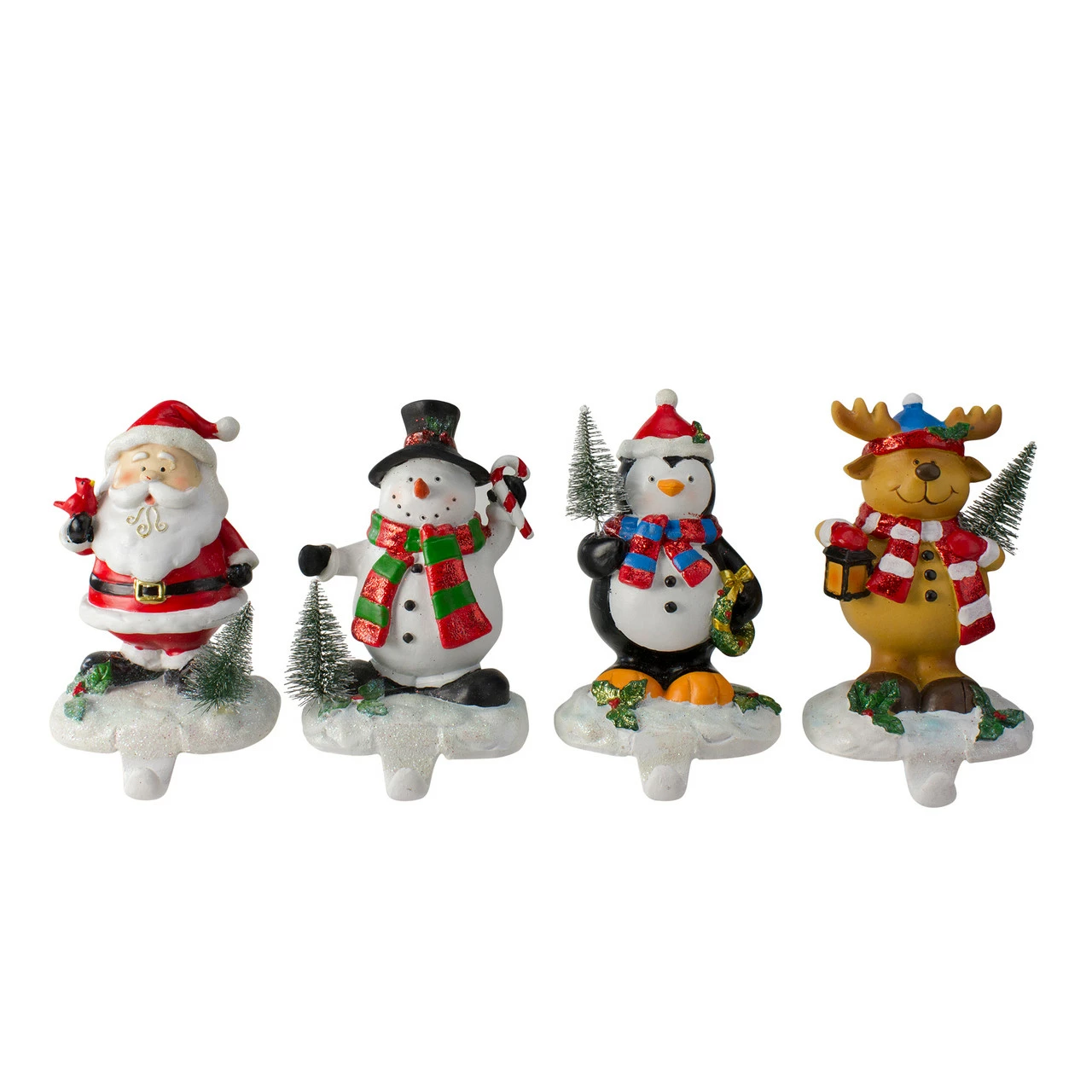 Northlight Set Of 4 Santa, Snowman, Penguin And Reindeer Christmas Stocking Holders 5.75" 1 Northlight Set Of 4 Santa, Snowman, Penguin And Reindeer Christmas Stocking Holders 5.75"