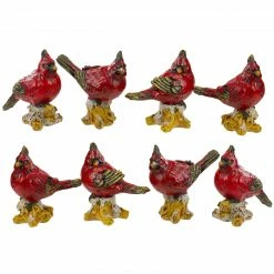 Northlight Set Of 8 Red Cardinal Bird Christmas Figures 4.5"