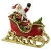 Northlight 9.5" Red And Gold Waving Santa Sitting In A Sleigh Christmas Decoration