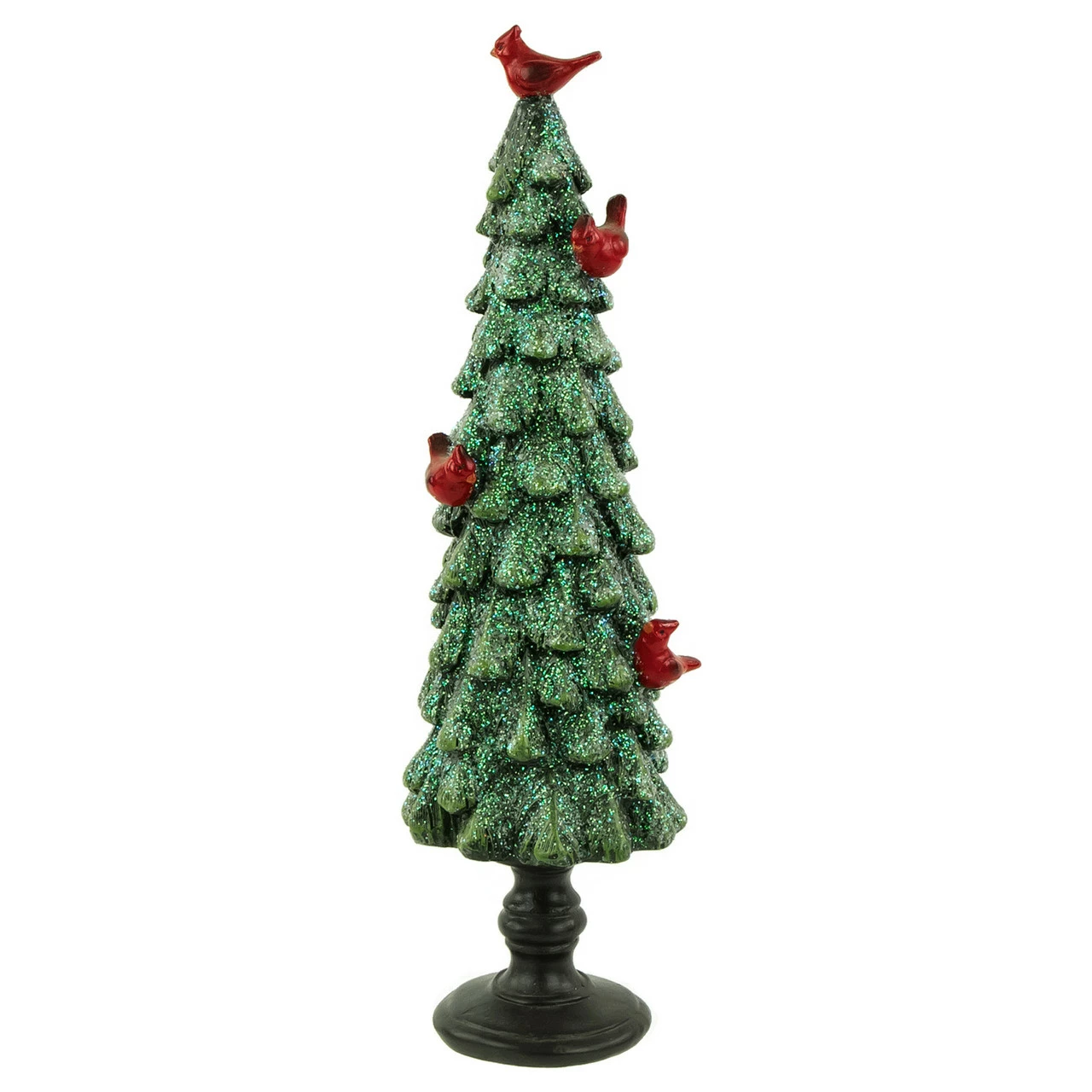 Northlight 11" Green Glittered Tree With Red Cardinals Christmas Decoration 1 Northlight 11" Green Glittered Tree With Red Cardinals Christmas Decoration