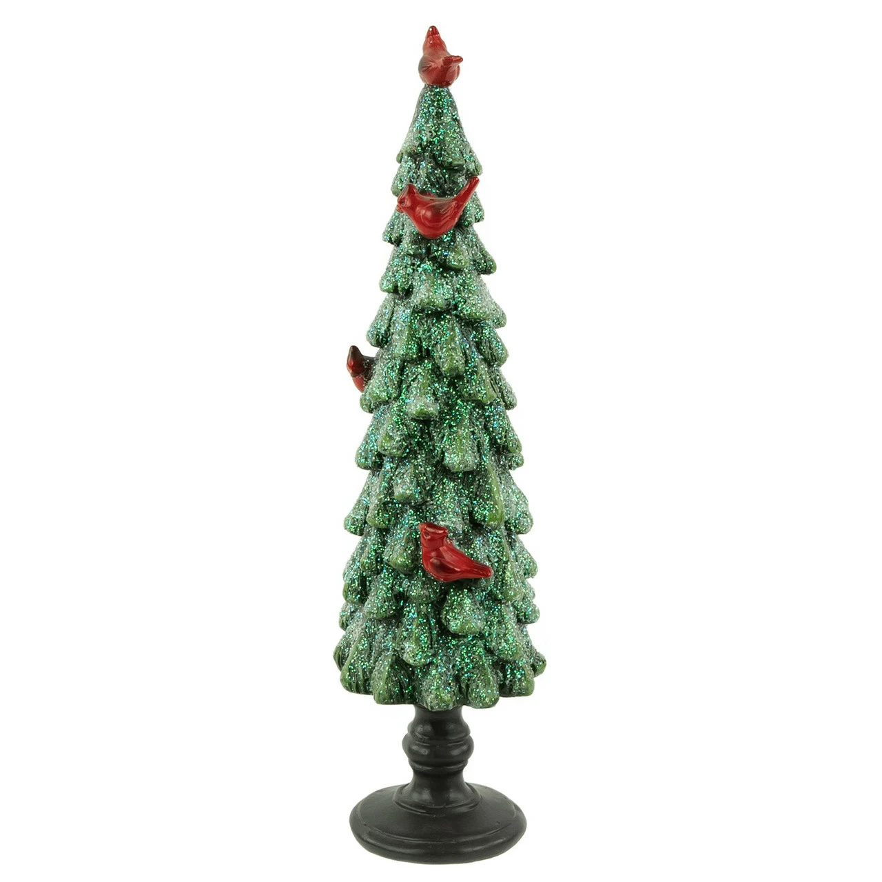 Northlight 11" Green Glittered Tree With Red Cardinals Christmas Decoration 4 Northlight 11" Green Glittered Tree With Red Cardinals Christmas Decoration - Image 4