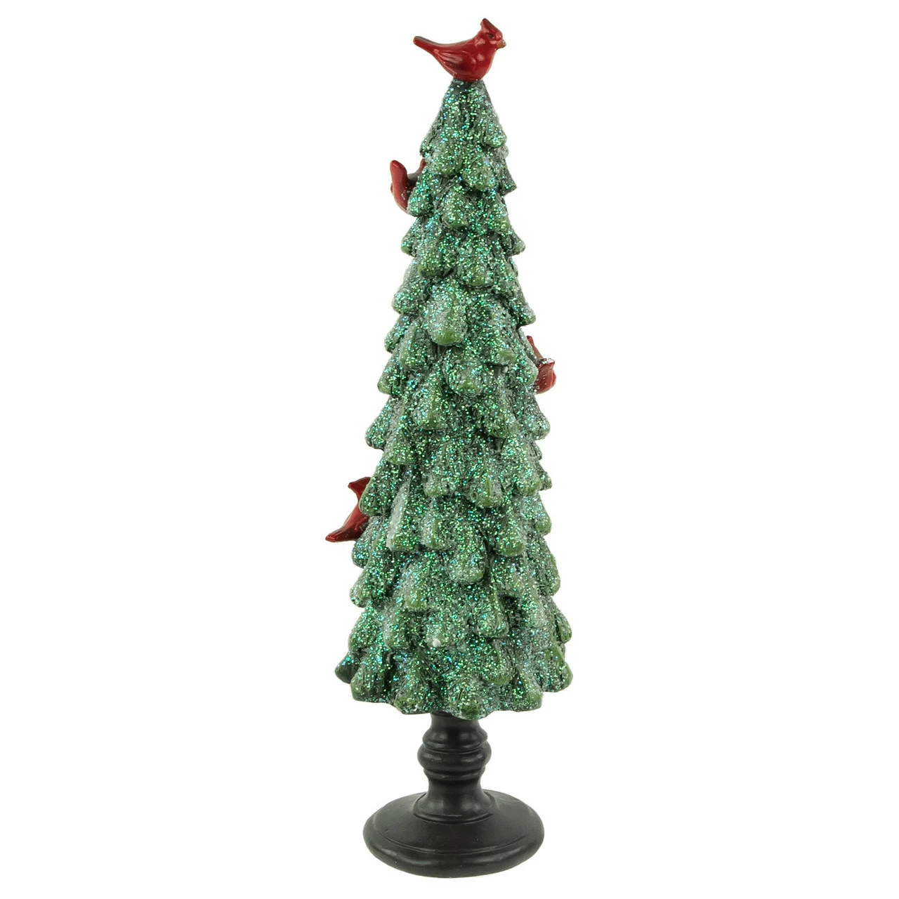 Northlight 11" Green Glittered Tree With Red Cardinals Christmas Decoration 5 Northlight 11" Green Glittered Tree With Red Cardinals Christmas Decoration - Image 5
