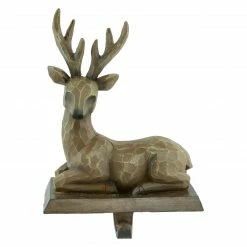 Northlight Set Of 2 Brown Reindeer Christmas Stocking Holders 7.25"