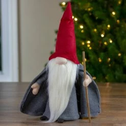Northlight 18" Gray And Red Standing Big Nose Gnome Holding A Stick -Northlight Shop northlight e27393 5 01569.1588415200
