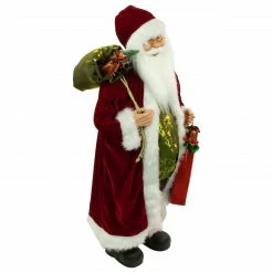 Northlight 36" Poinsettia Santa Claus With Gift Bag Christmas Figure -Northlight Shop northlight e76404 2new 05753.1662575934