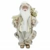 Northlight 18" Ivory And Gold Santa Claus With Gift Bag Christmas Figure