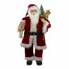 Northlight 36" Red And White Santa Claus Christmas Figure With Teddy Bear And Gift Bag
