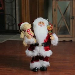 Northlight 12" Traditional Santa Claus Christmas Figure With Teddy Bear And Gift Bag -Northlight Shop northlight e76478 3 94528.1603504873