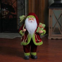 Northlight 16" Grand Imperial Red And Green Santa Claus With Gift Bag Christmas Figure -Northlight Shop northlight e76505 3 89955.1588415428