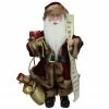 Northlight 18" Burgundy And Brown Santa Claus With Naughty Or Nice List Christmas Figure