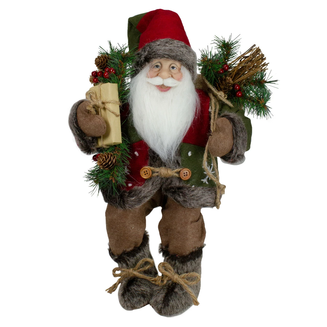 Northlight 16" Country Rustic Santa Claus With Snowflake Jacket Sitting Christmas Figure 1 Northlight 16" Country Rustic Santa Claus With Snowflake Jacket Sitting Christmas Figure