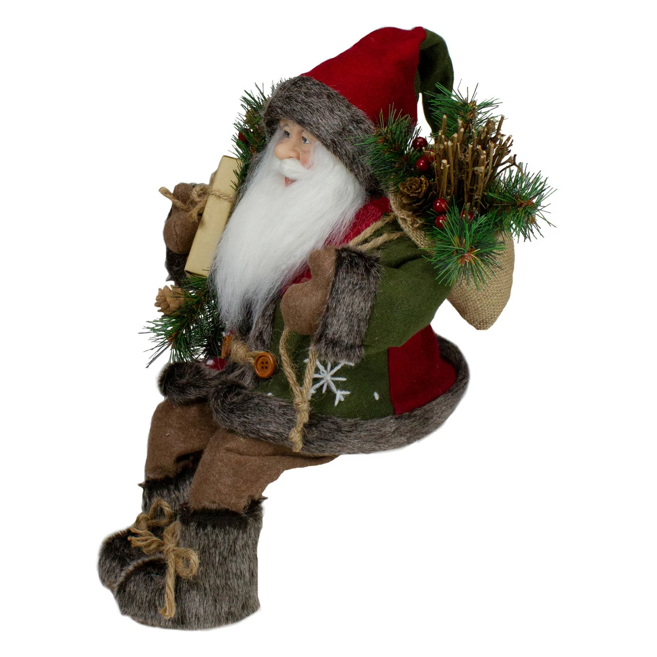 Northlight 16" Country Rustic Santa Claus With Snowflake Jacket Sitting Christmas Figure 3 Northlight 16" Country Rustic Santa Claus With Snowflake Jacket Sitting Christmas Figure - Image 3