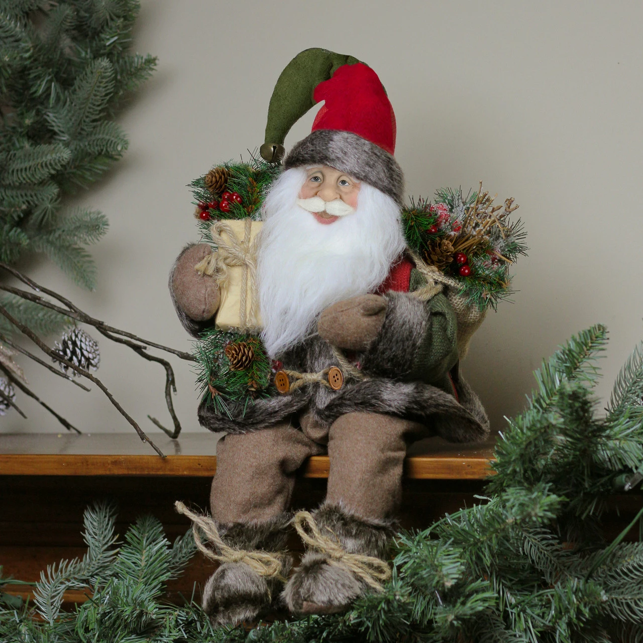 Northlight 16" Country Rustic Santa Claus With Snowflake Jacket Sitting Christmas Figure 2 Northlight 16" Country Rustic Santa Claus With Snowflake Jacket Sitting Christmas Figure - Image 2