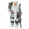 Northlight 24" Gray And White Patchwork Santa Claus Christmas Figure