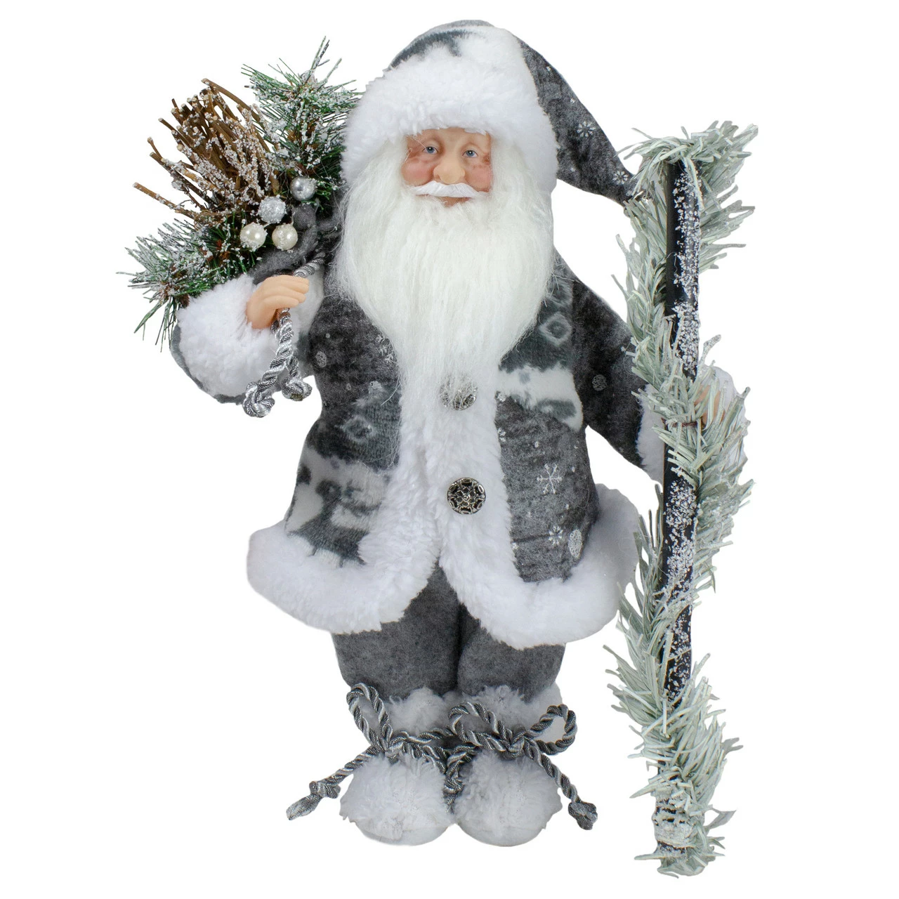Northlight 12" Country Patchwork Gray And White Santa Claus Christmas Figure 1 Northlight 12" Country Patchwork Gray And White Santa Claus Christmas Figure