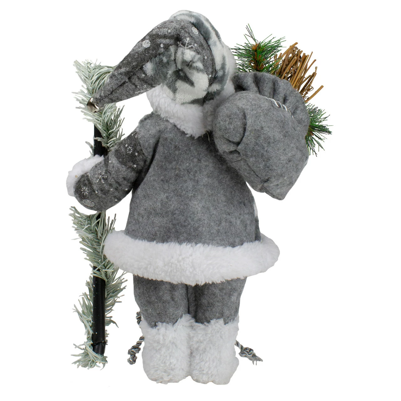 Northlight 12" Country Patchwork Gray And White Santa Claus Christmas Figure 5 Northlight 12" Country Patchwork Gray And White Santa Claus Christmas Figure - Image 5