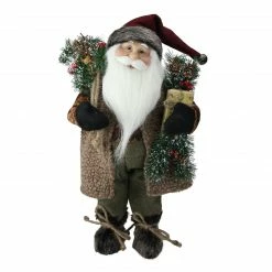 Northlight 16" Country Rustic Santa Claus With Present Christmas Figure